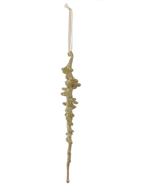 Gold Glitter Christmas Tree Icicle Hanging Ornaments 26cm