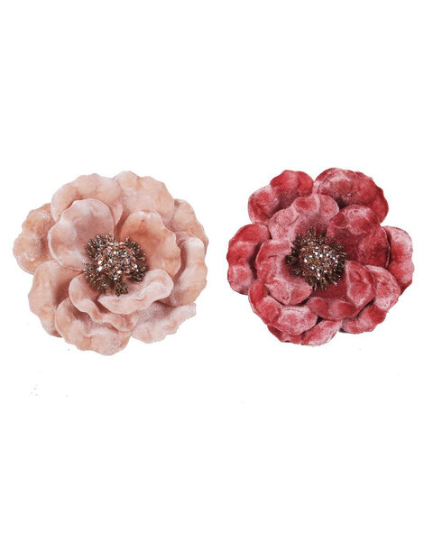 Pink Magnolia Flower Christmas Tree Clip set of 2