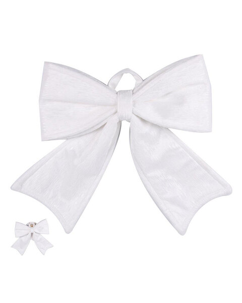 White Velvet Christmas Tree Bow 34cm