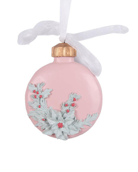 Pink Resin Christmas Tree Bauble Ornament 70mm