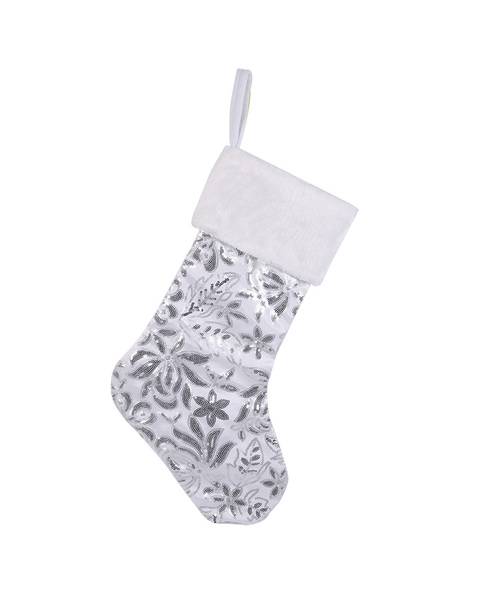 Silver and white Christmas Stocking
