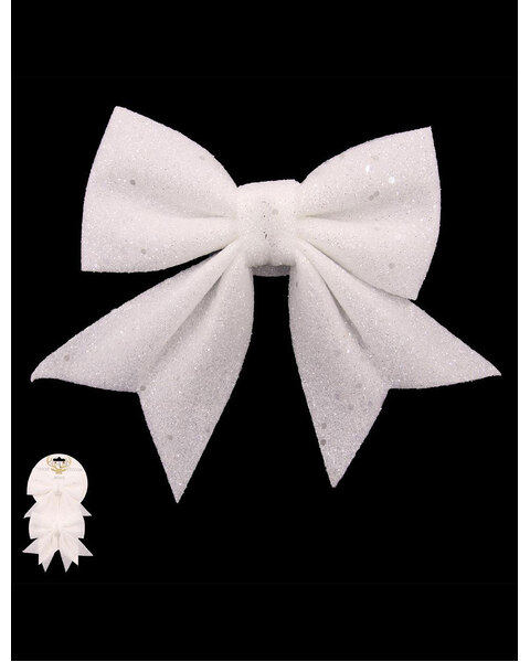 White Glitter Christmas Tree Bows set of two