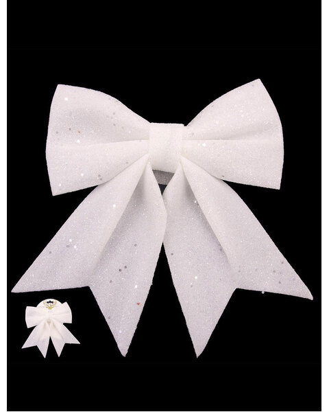 White Glitter Christmas Tree Bow Ornament