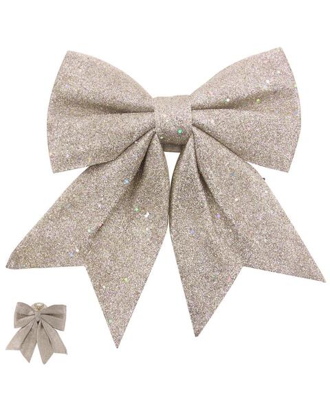 Champagne Glitter Christmas Tree Bow 20 x 25cm