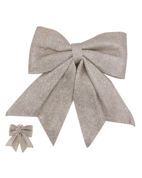 Champagne Glitter Christmas Tree Bow 35cm