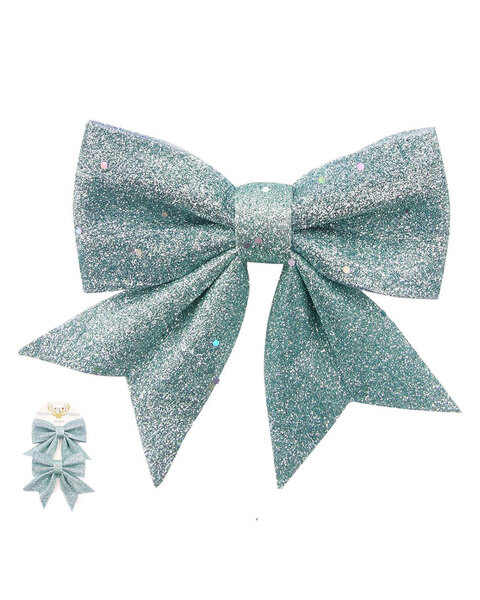 Mint Glitter Christmas Tree Bows set of 2