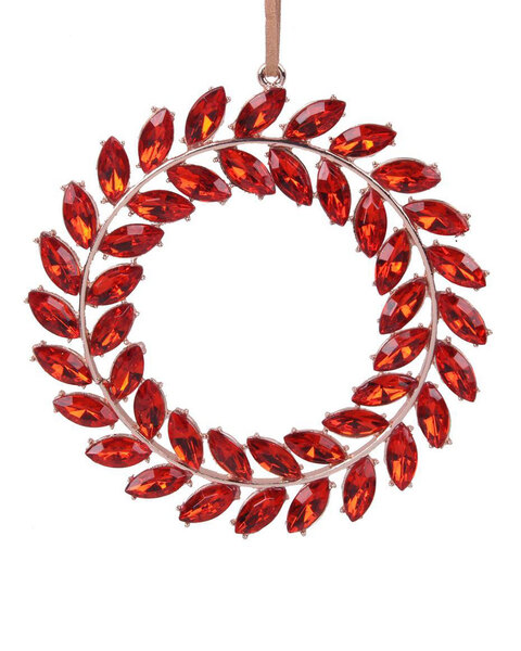 Red Crystal Wreath Tree Ornament 10cm