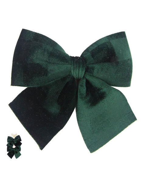 Emerald Velour Christmas Tree Bows Ornament Pack of 2