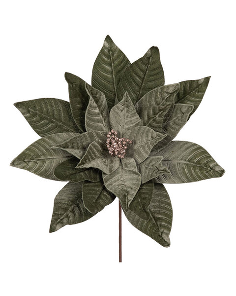 Sage Green Poinsettia Christmas Tree Pick 50cm