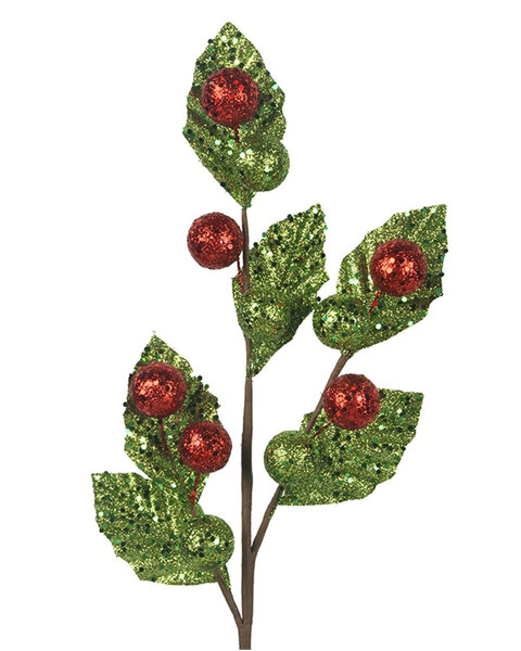 Holly Leaf Christmas Tree Ornament Pick