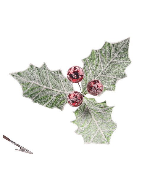 Frosted Holly Berry Christmas Tree Clip 30cm