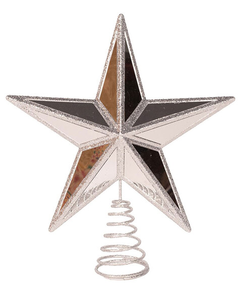 Silver Mirror Star Tree Topper 28 x 31cm