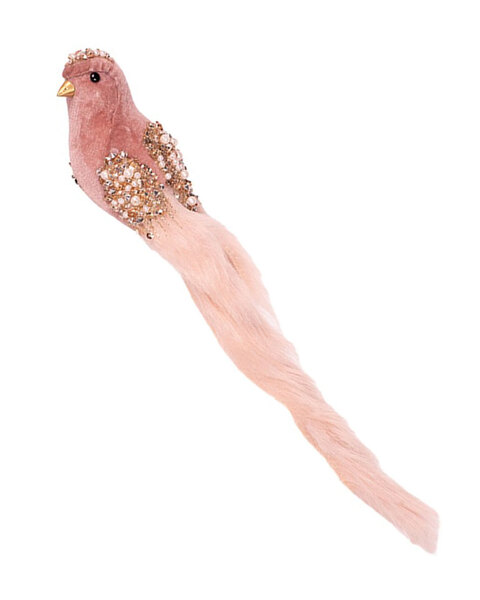 Pink velour Bird Christmas Tree Clip 30cm