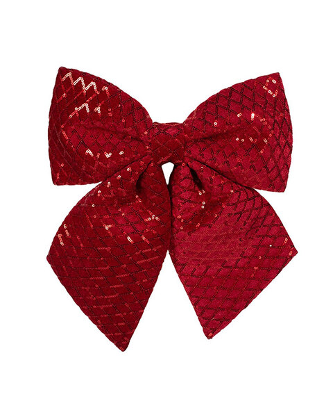 Sequin Red Christmas Tree Bow With Clip Ornamrnt