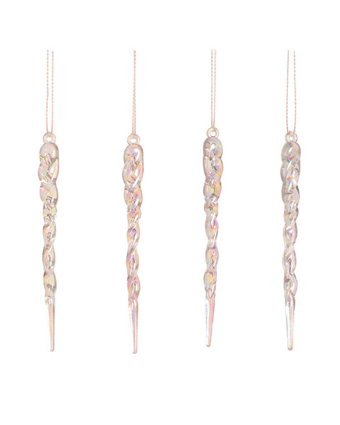 Christmas Tree Iridescent Icicles Hanging Ornament 4 Pack 12cm