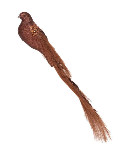 Copper Bird Christmas Tree Clip with Feathered Tail 42cm