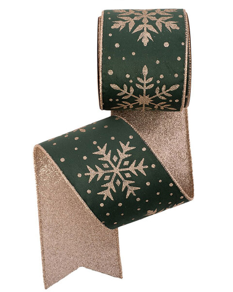 Emerald Velour Christmas Tree Ribbon with snowflake