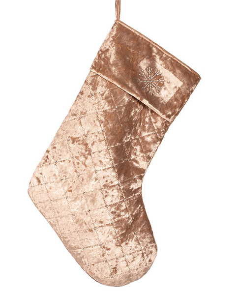 Champagne Velour Christmas Stocking 51cm