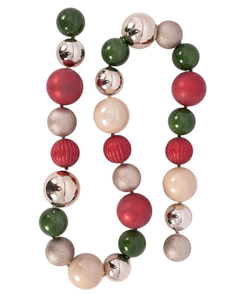 Red Green and Champagne Christmas Bauble Garland