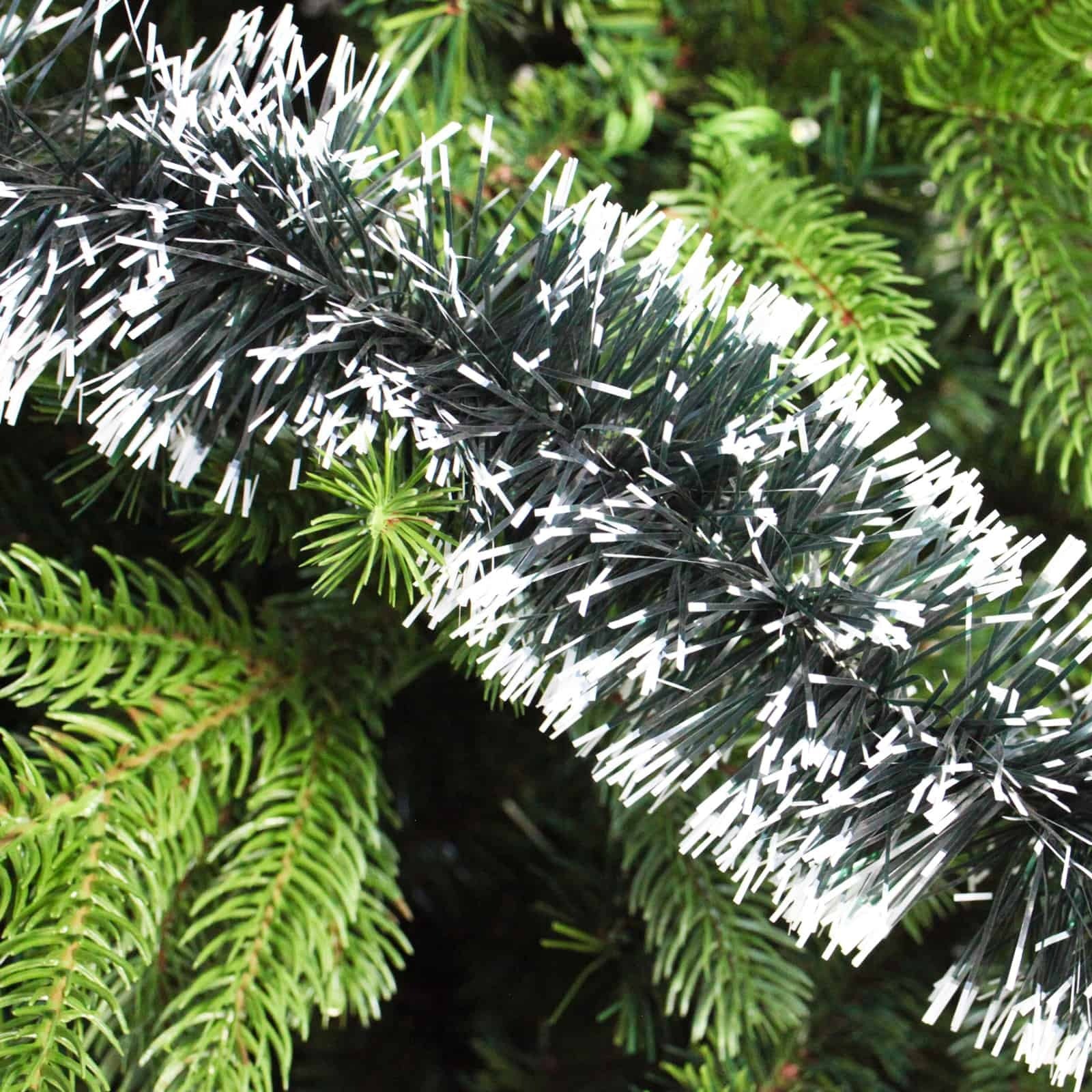 100m DARK GREEN With WHITE TIP Christmas Tinsel 100mm wide