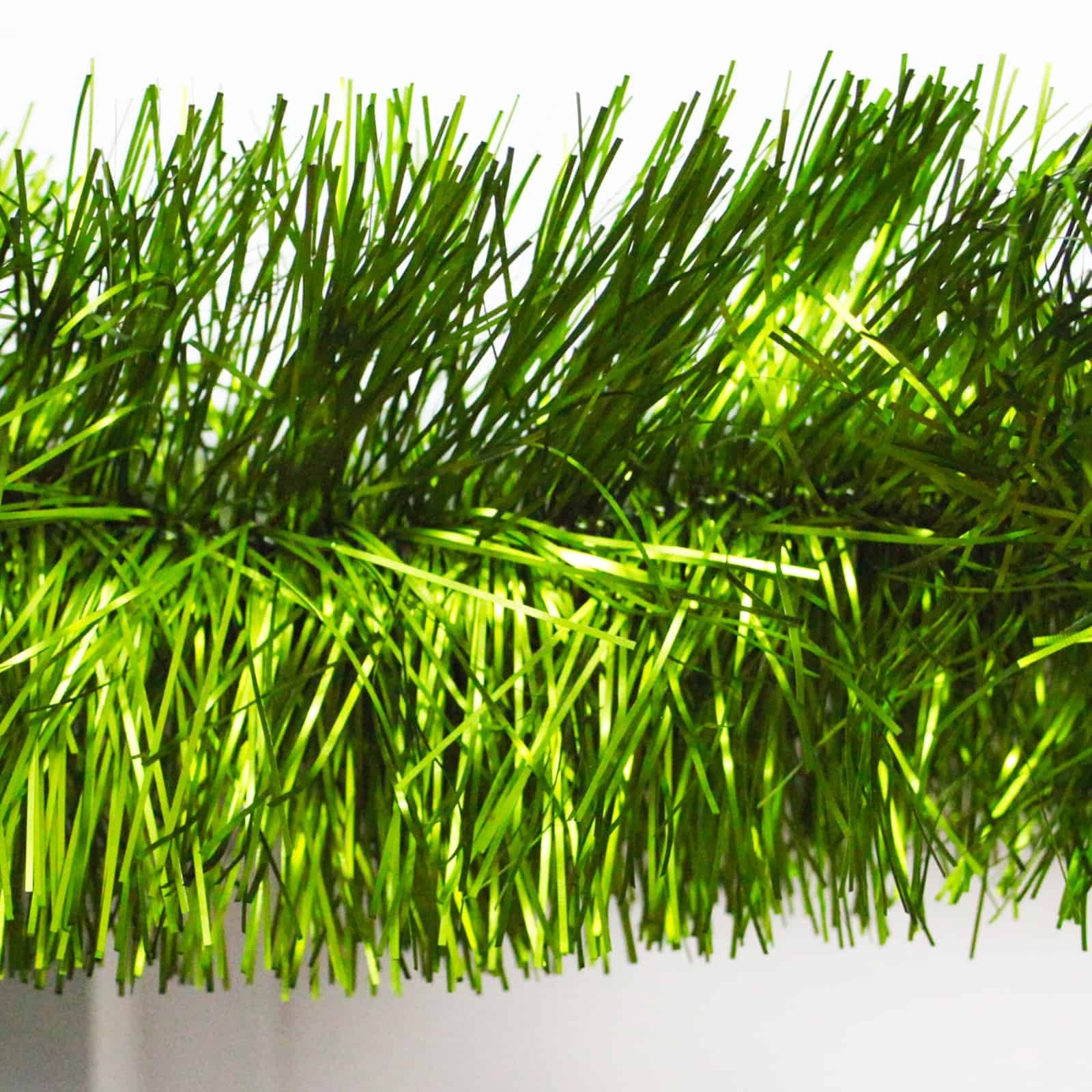 10m APPLE GREEN Christmas Tinsel 75mm wide