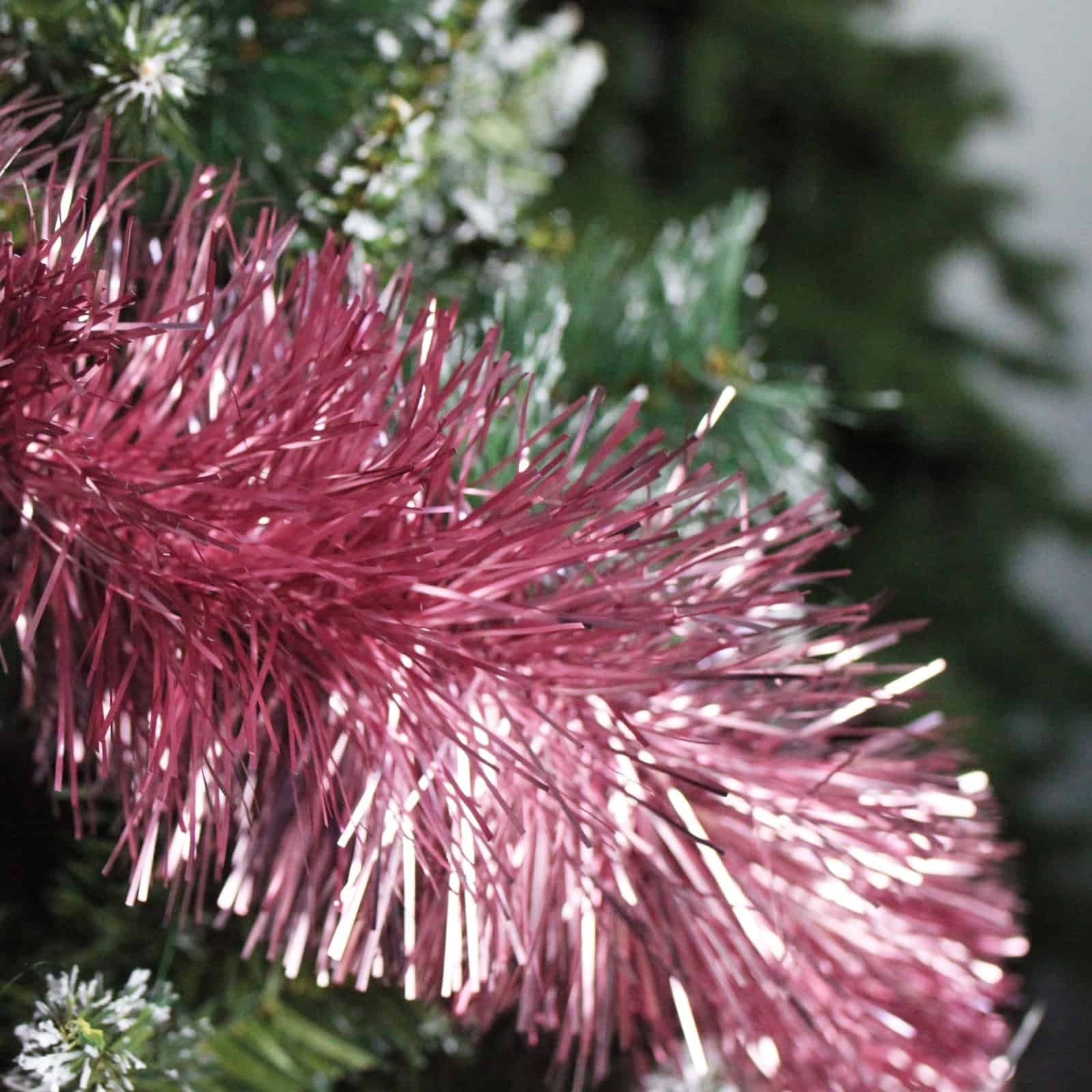 10m FROSTED PINK Christmas Tinsel 100mm wide