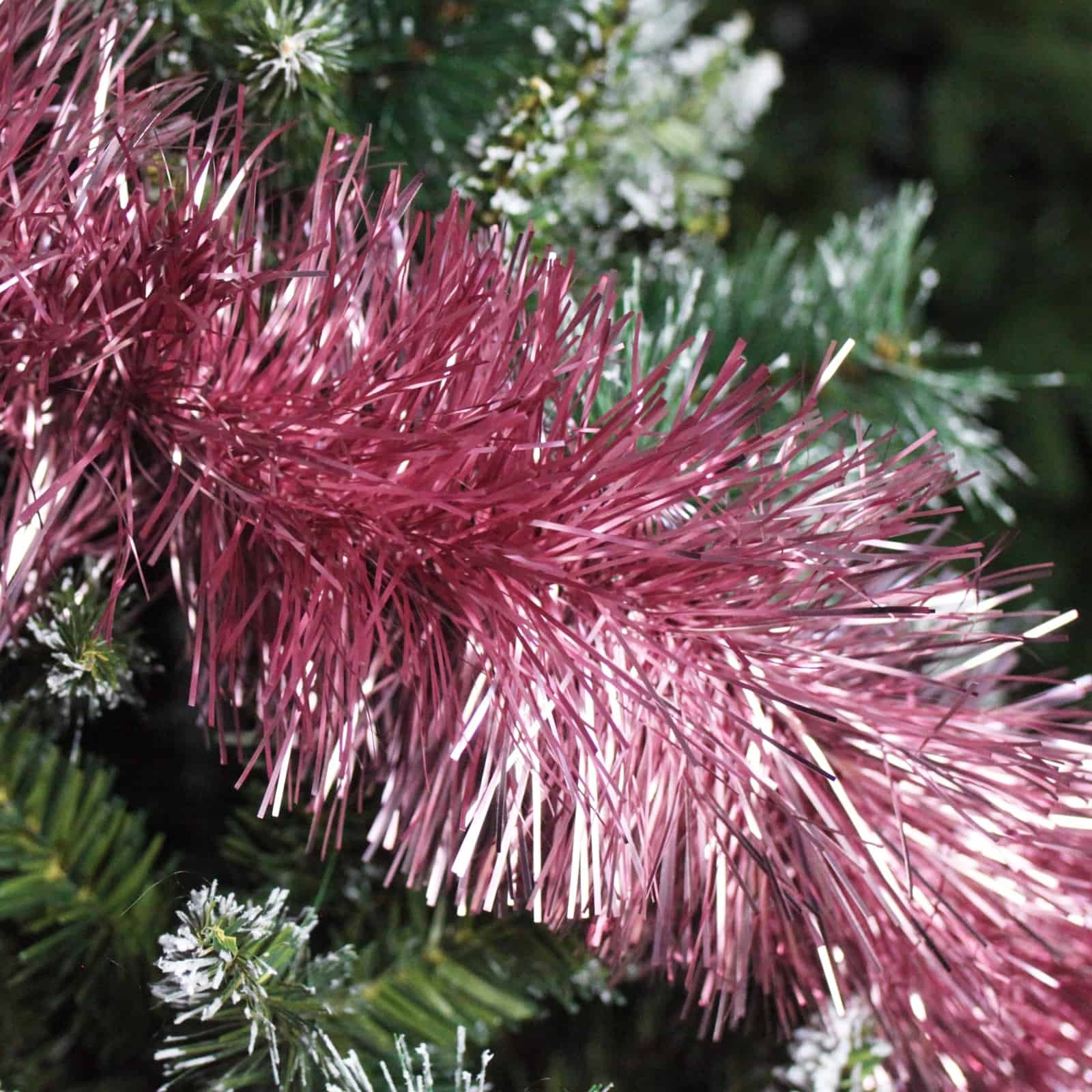10m FROSTED PINK Christmas Tinsel 100mm wide