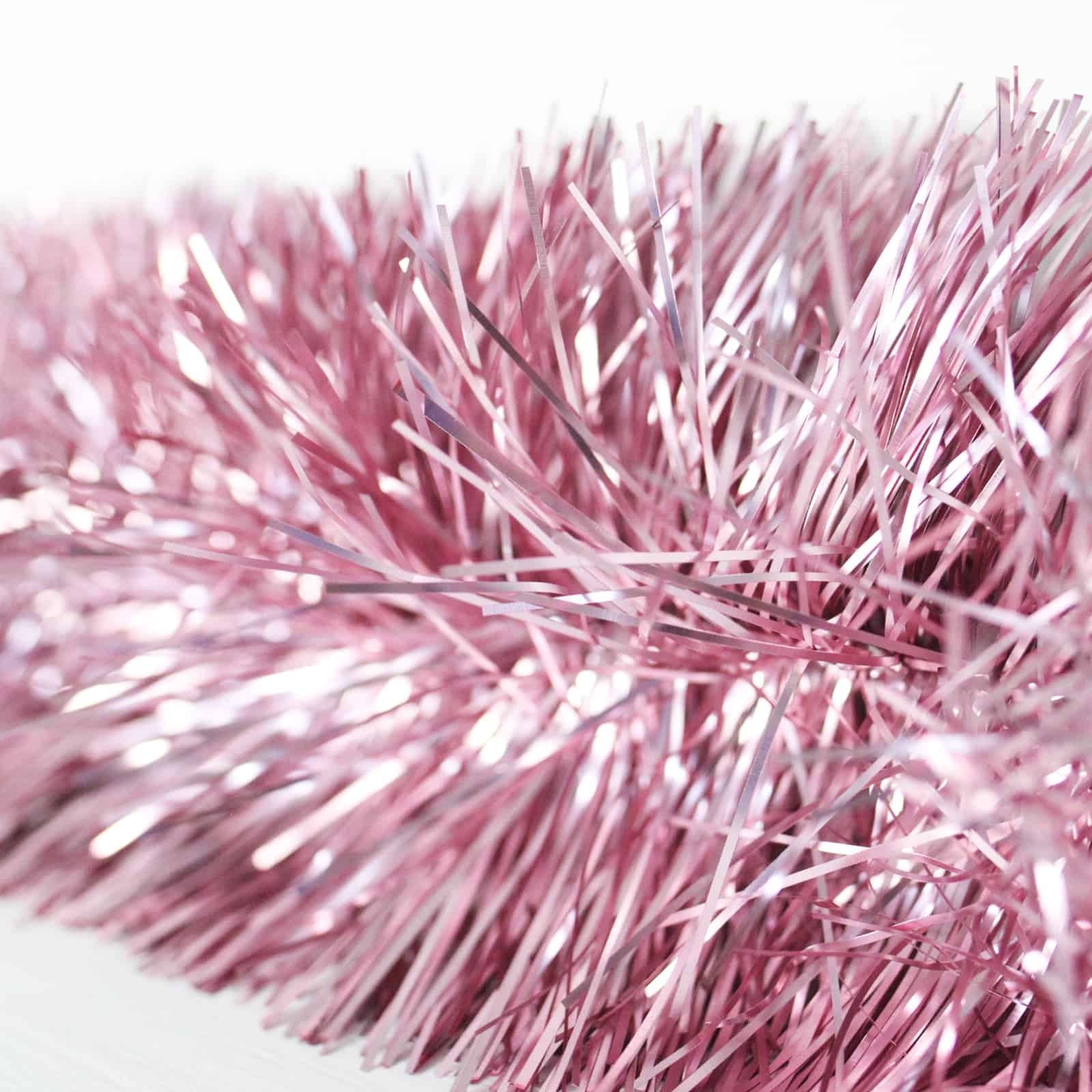 10m FROSTED PINK Christmas Tinsel 150mm wide