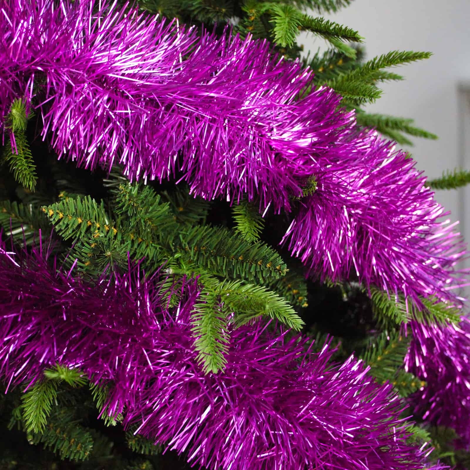 10m FROSTED PURPLE Christmas Tinsel 150mm wide