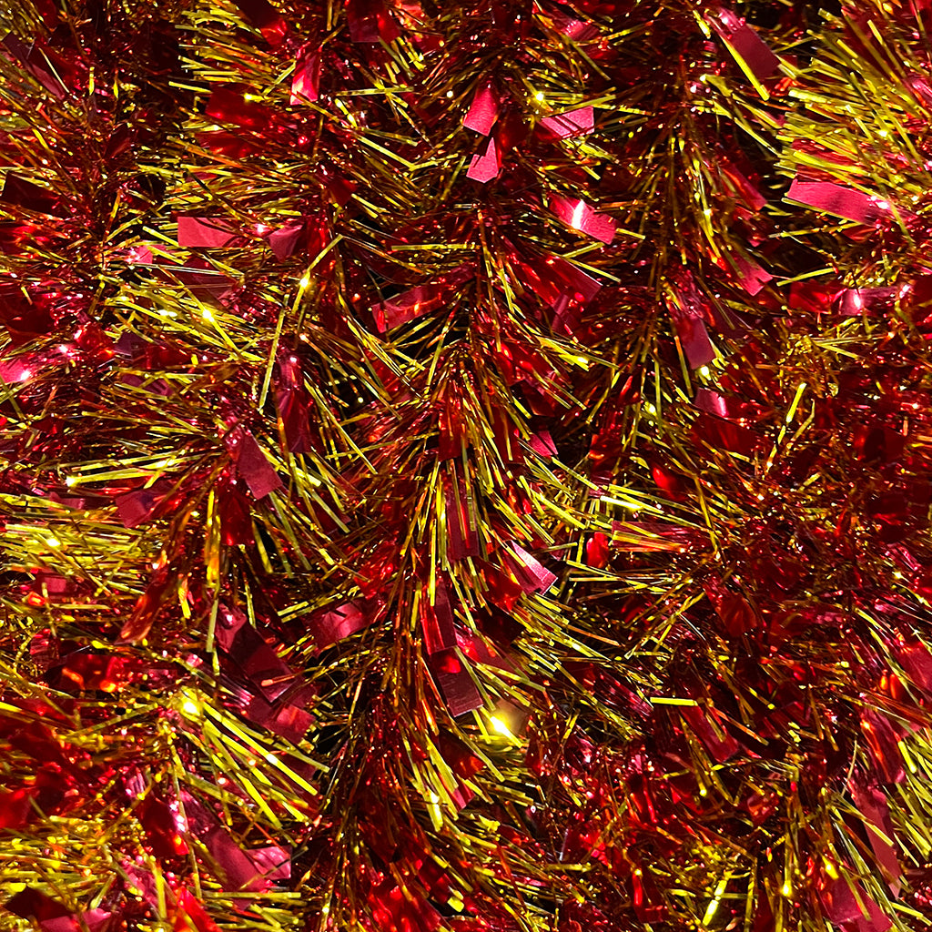 10m RED GOLD Mix Christmas Tinsel 100mm wide