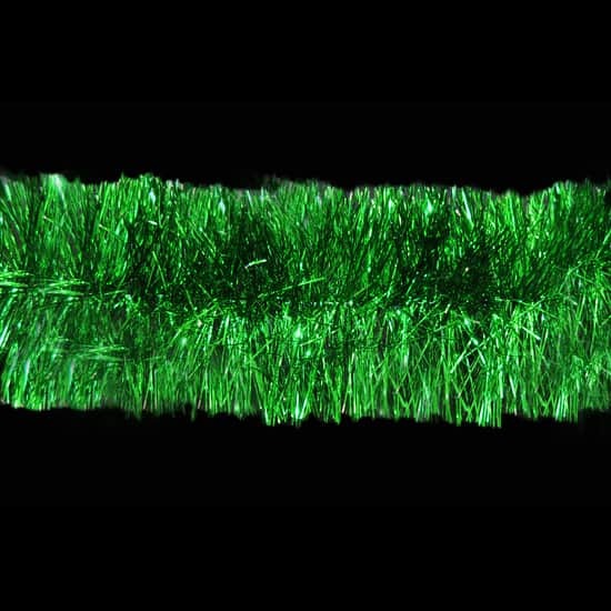 10m GREEN Christmas Tinsel 150mm wide