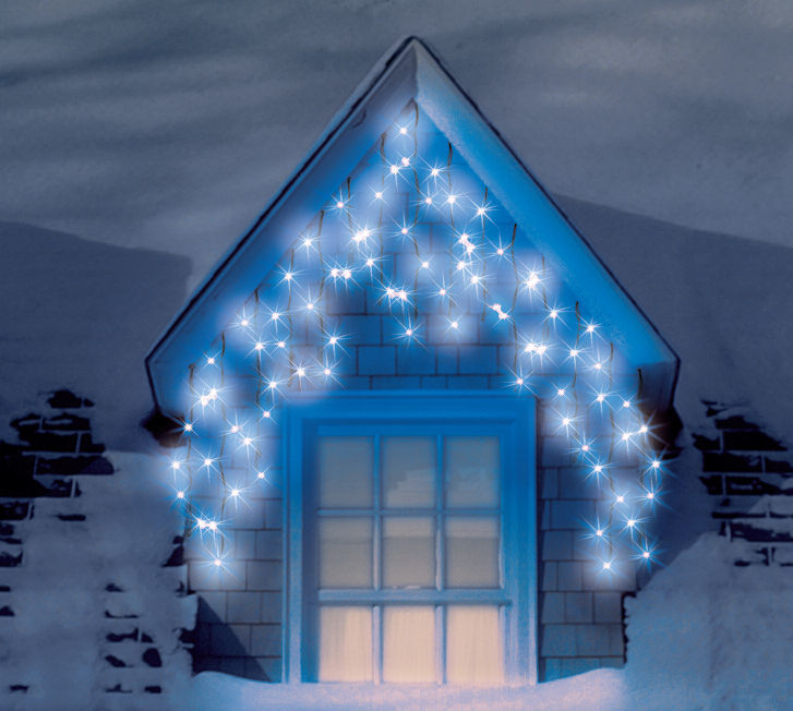 BLUE 120 LED Christmas Icicle Lights 2.5 metres