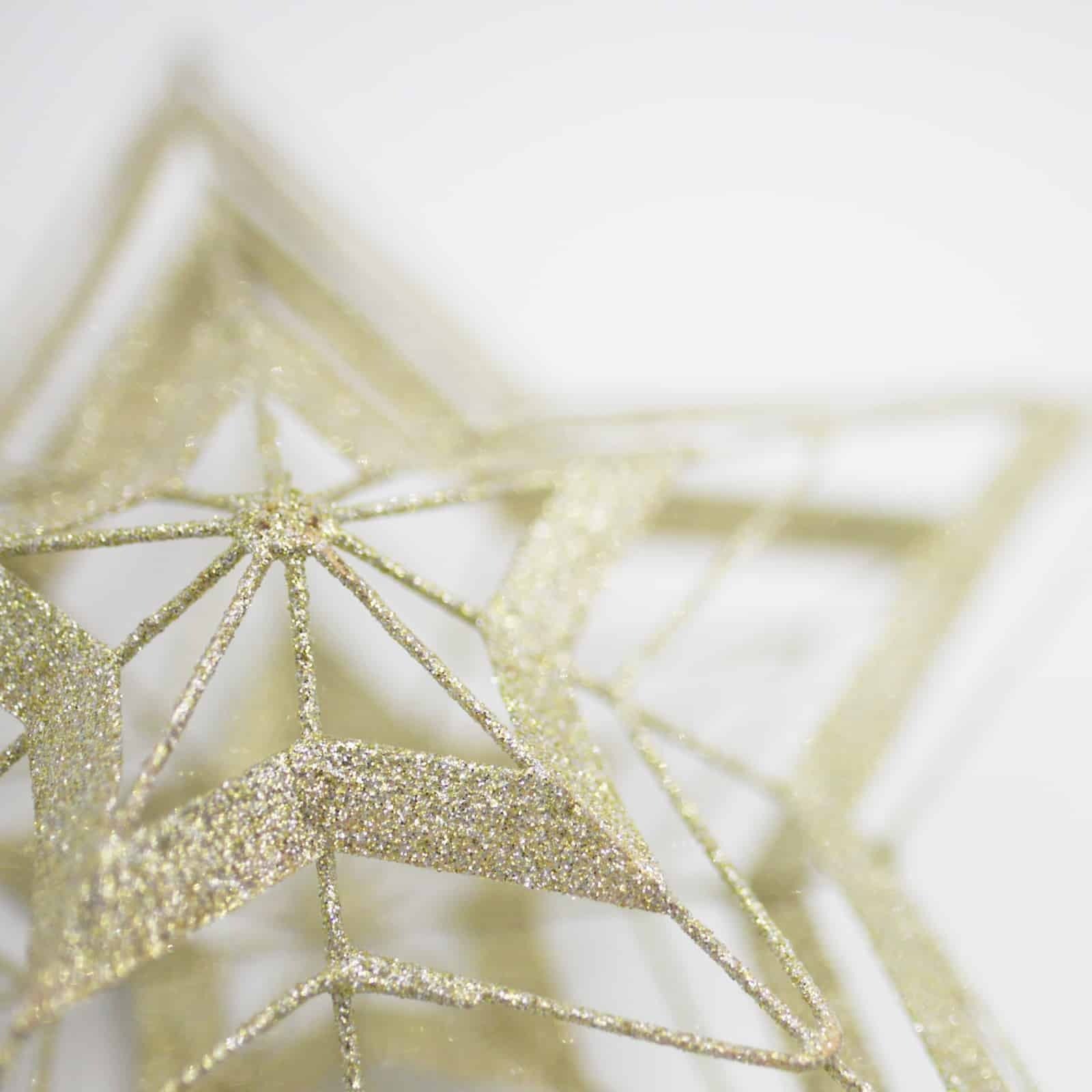CHAMPAGNE GLITTER TREE TOPPER STAR  215mm