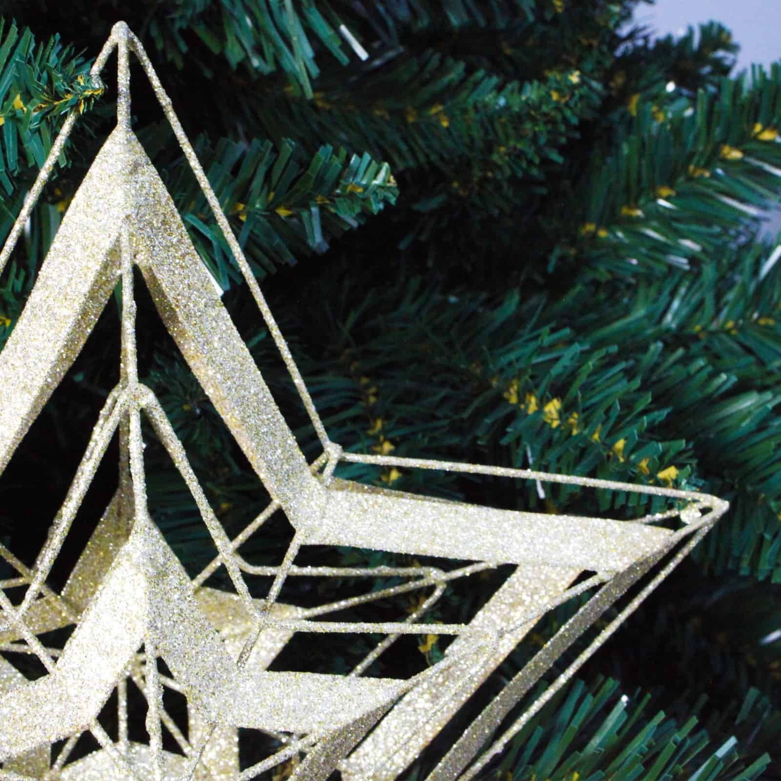 CHAMPAGNE GLITTER TREE TOPPER STAR  215mm