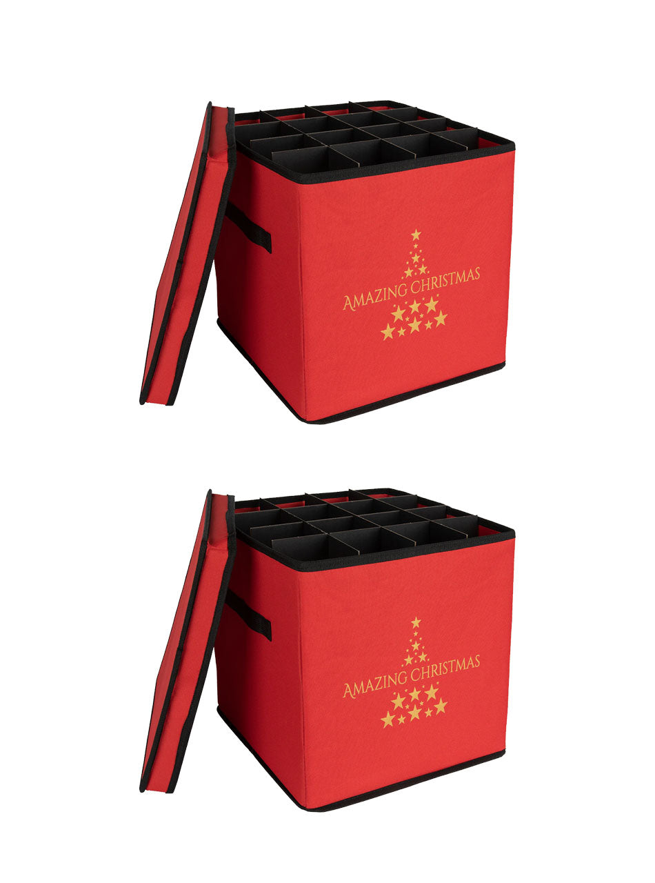 2 x Christmas Bauble Ornament Storage Bag 100mm x 27 Black Trim