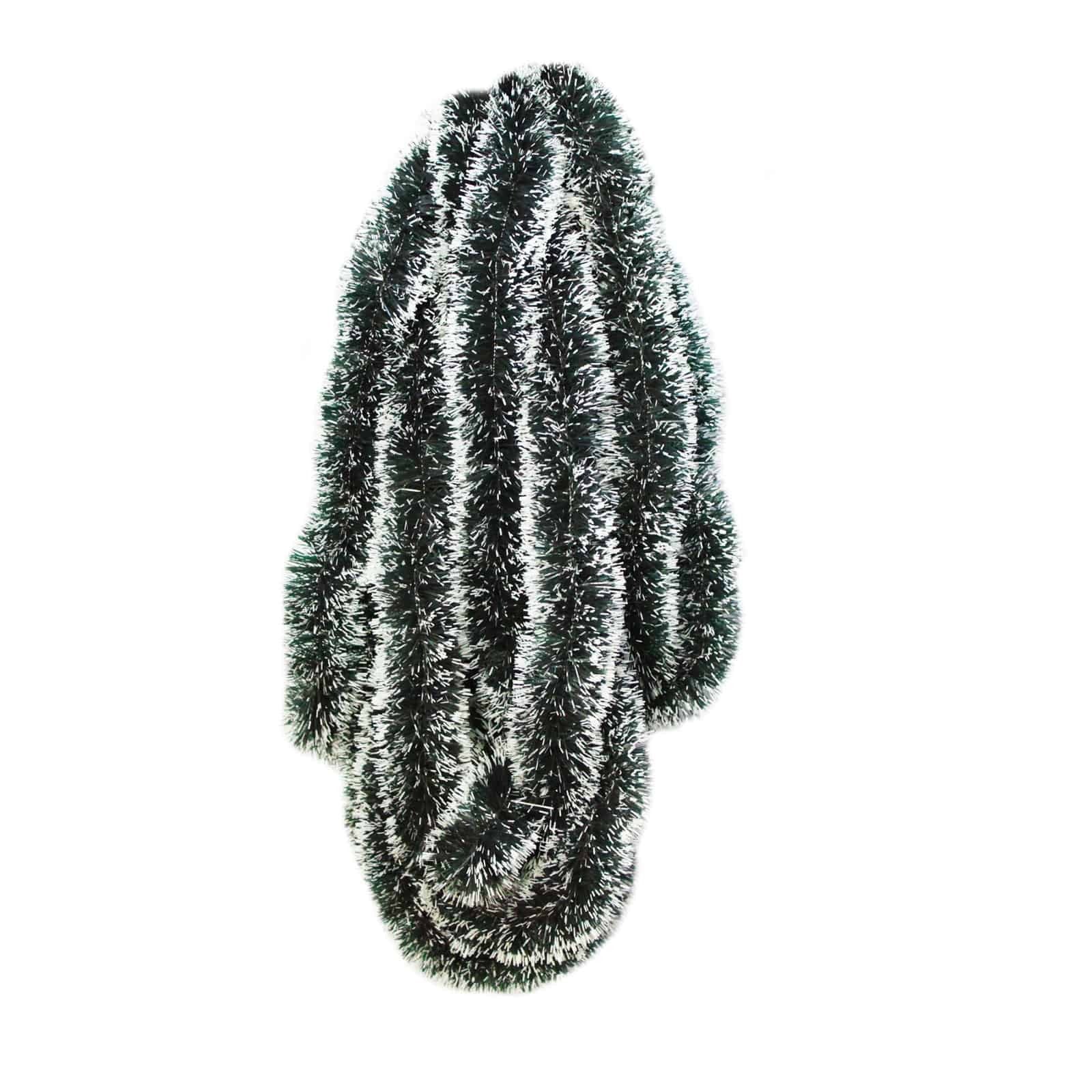 2.5m GREEN With WHITE TIPS ChristmasTinsel 75mm wide