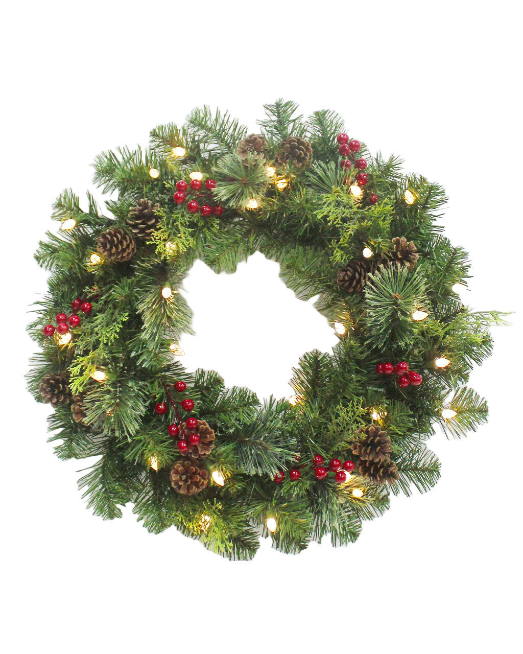 The Adelaide Evergreen Wreath - Pre-Lit - 60cm / 24inch
