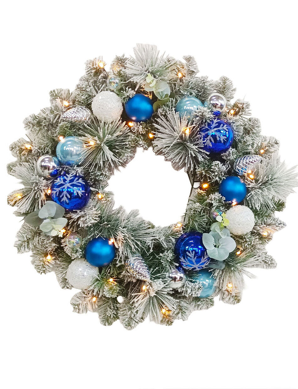 Winter Grace Predecorated Wreath - Pre-Lit - 60cm / 26inch