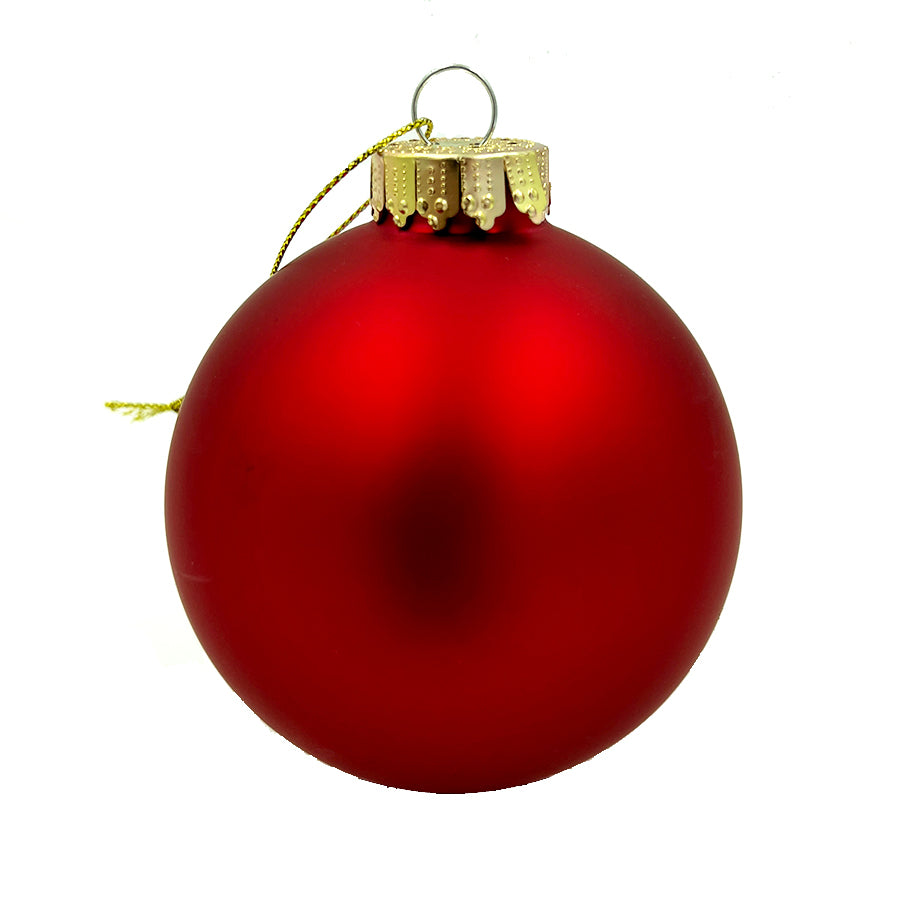 Glass Christmas Bauble Single Red Matt 80mm