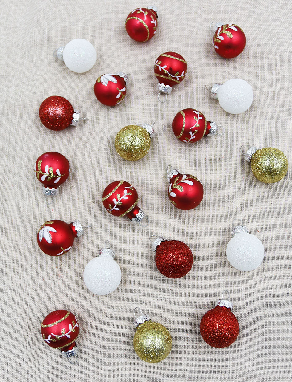 25mm Glass Christmas Traditional Baubles 20 Pack