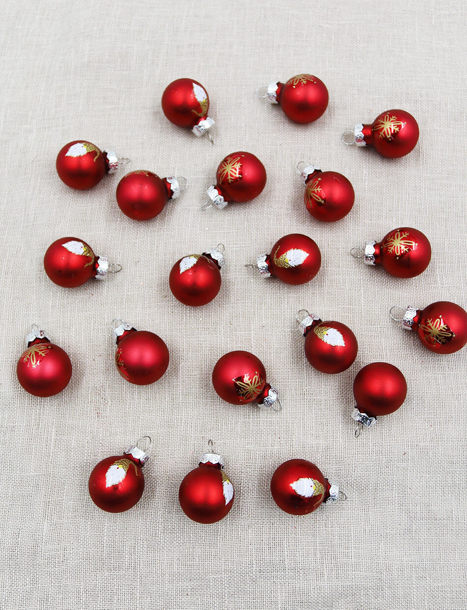 25mm RED Glass Christmas Baubles 20 Pack