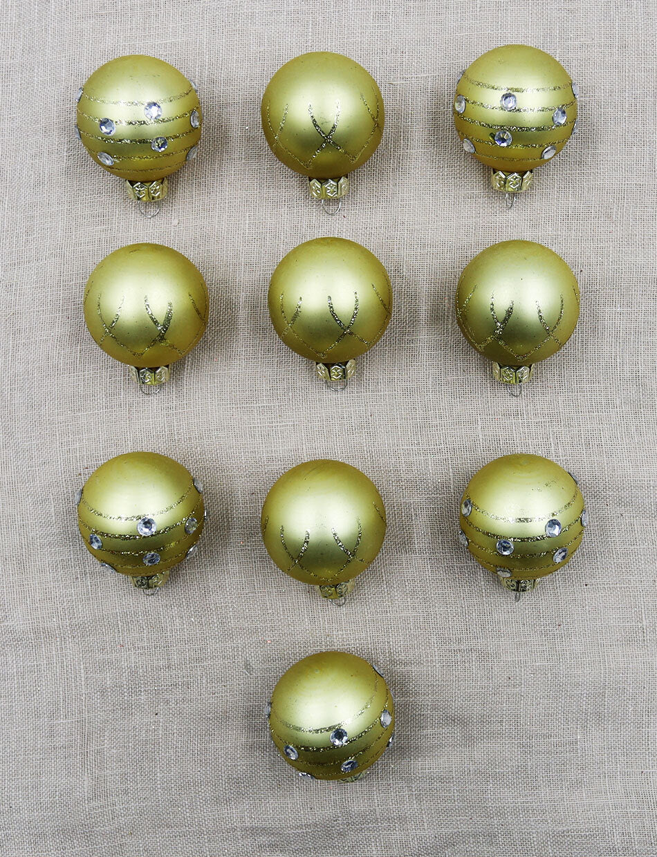 45mm Gold Design Glass Baubles 10 Pack
