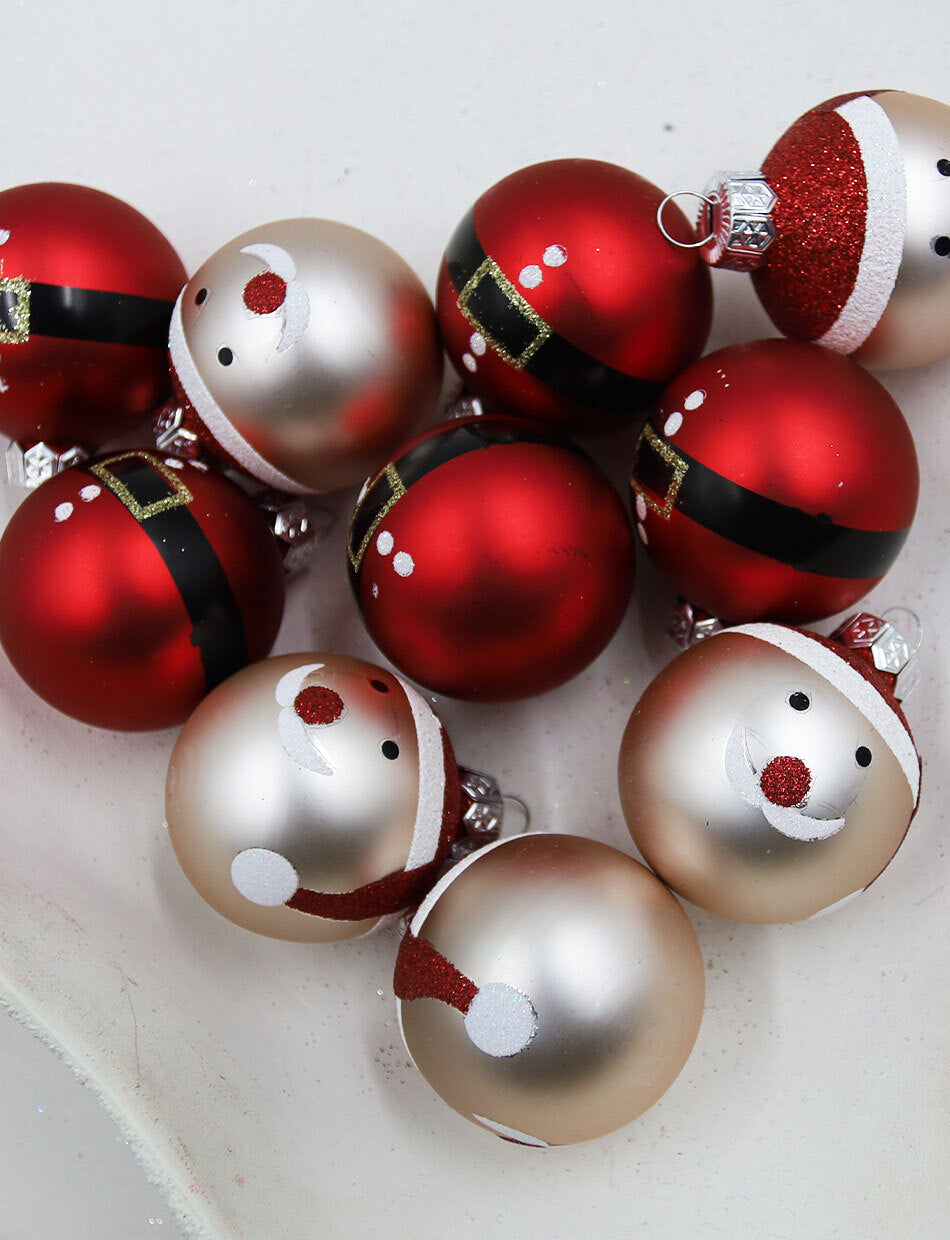 45mm SANTA Design Glass Baubles 10 Pack