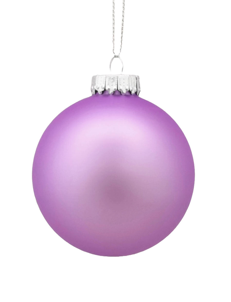 Soft Lilac Matt Single Glass Christmas Bauble