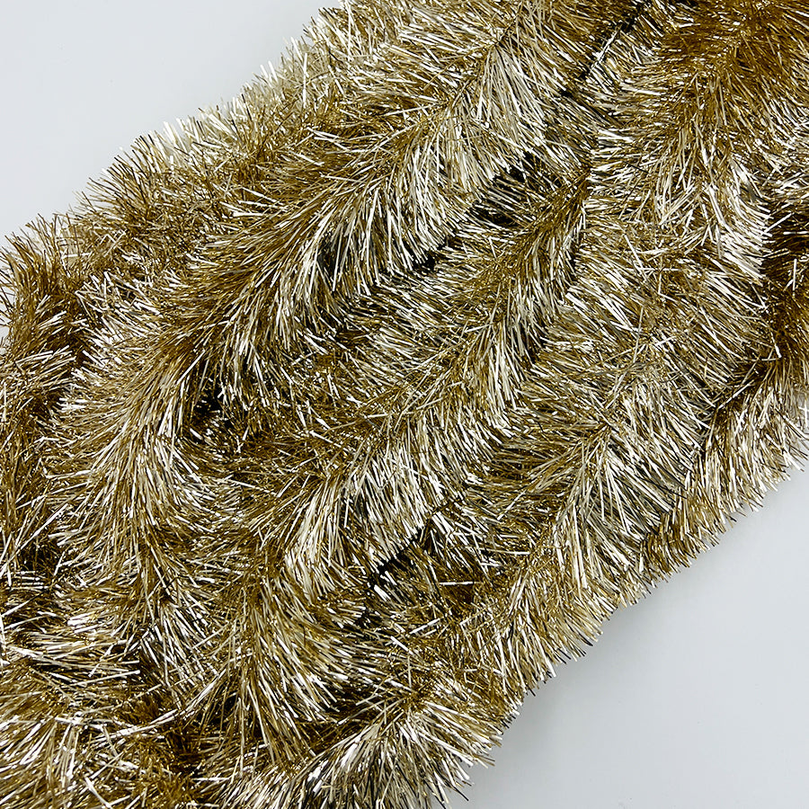 25m CHAMPAGNE GOLD Christmas Tinsel 75mm wide