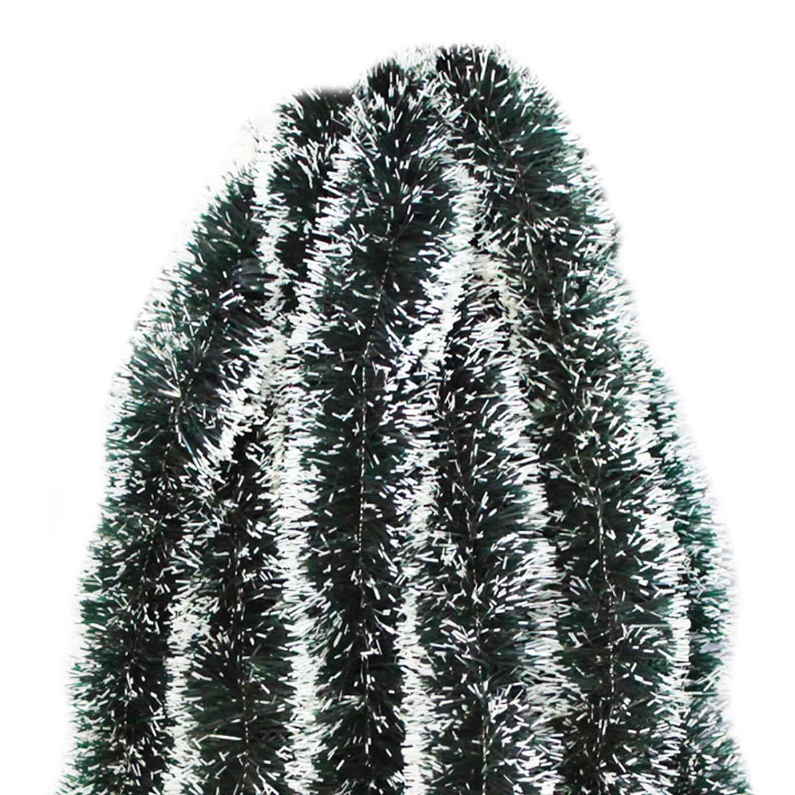 25m DARK GREEN WITH WHITE TIP Christmas Tinsel 150mm wide