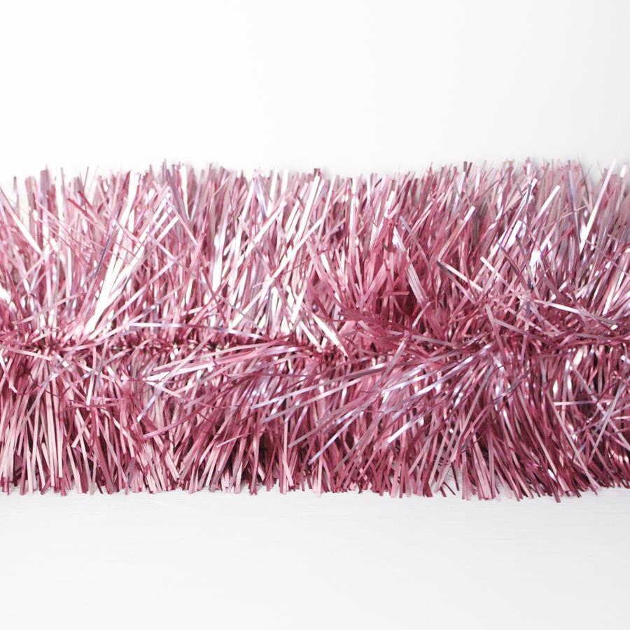 25m FROSTED PINK Christmas Tinsel 75mm wide