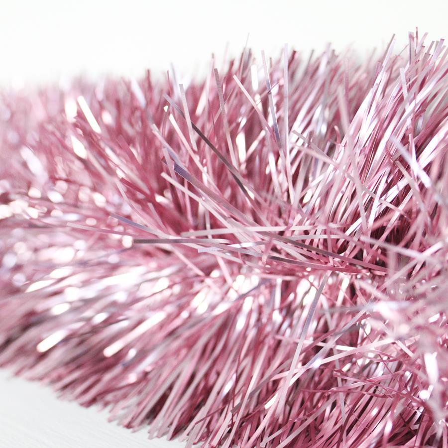 25m FROSTED PINK Christmas Tinsel 75mm wide