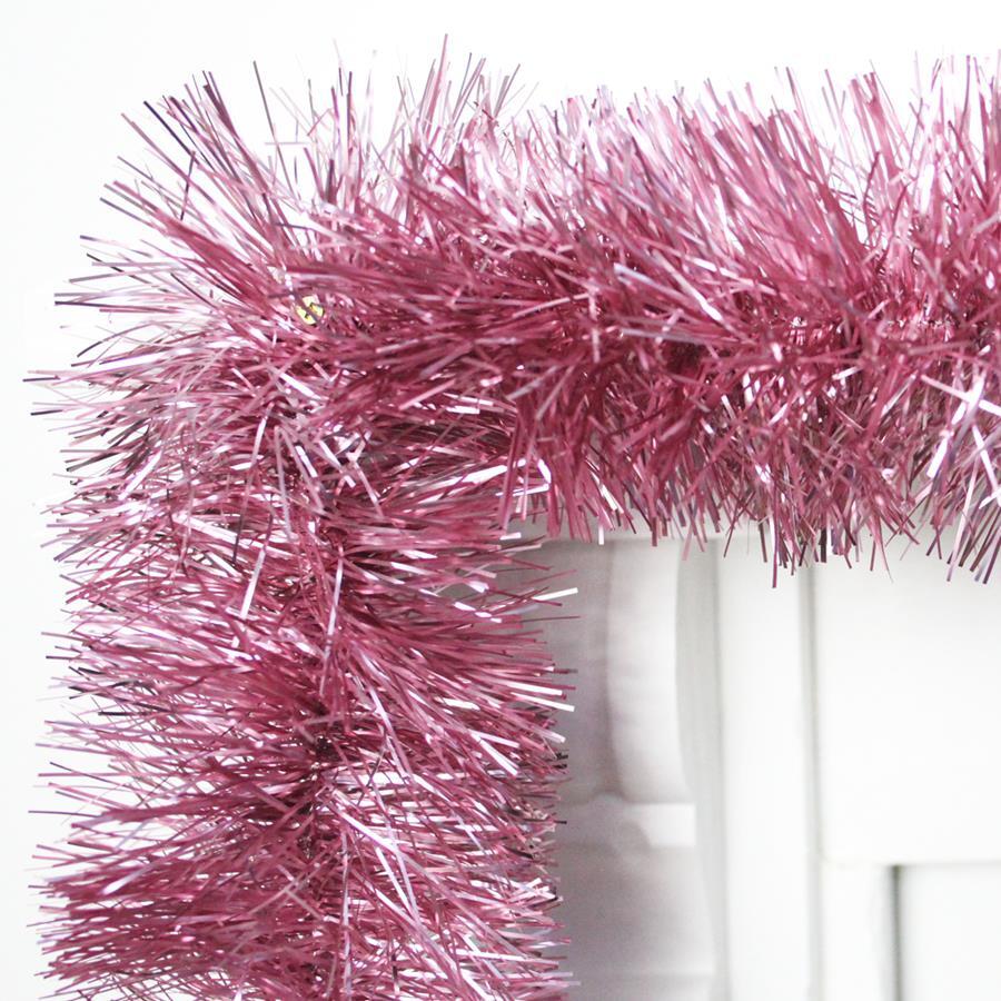 25m FROSTED PINK Christmas Tinsel 75mm wide