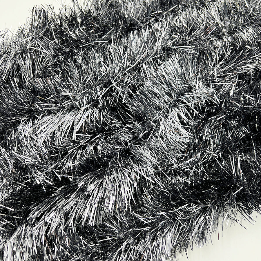 25m GREY Christmas Tinsel 100mm wide